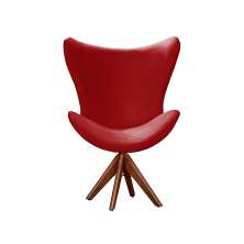 Poltrona Alice Egg Lisa Base Giratória De Madeira - Suede Vermelho