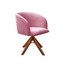 Poltrona Atenas Base Giratória De Madeira - Suede Rosa