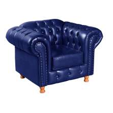 Poltrona Chesterfield Capitonê Luís Xv Com Molas - Couríssimo Azul