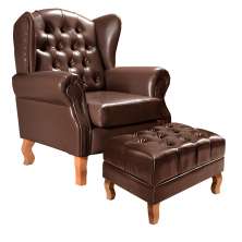 Poltrona Chesterfield Com Puff Imperador Para Sala Quarto Leitura - Couríssimo Café