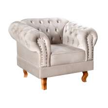Poltrona Chesterfield Duque Dom Pedro Com Capitonê - Bege
