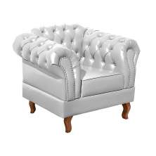 Poltrona Chesterfield Duque Dom Pedro Com Capitonê - Branco