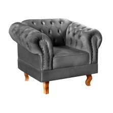 Poltrona Chesterfield Duque Dom Pedro Com Capitonê - Cinza