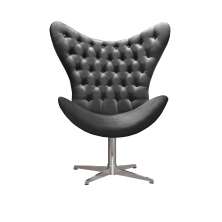 Poltrona Decorativa Alice Egg Com Capitonê Pé Giratório Alumínio - Suede Cinza Grafite