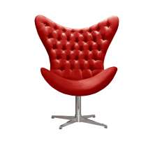 Poltrona Decorativa Alice Egg Com Capitonê Pé Giratório Alumínio - Suede Vermelho