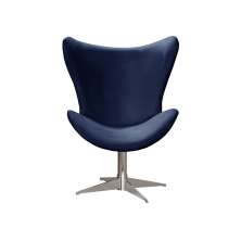 Poltrona Decorativa Alice Egg Lisa Base Giratória De Alumínio - Suede Azul Marinho
