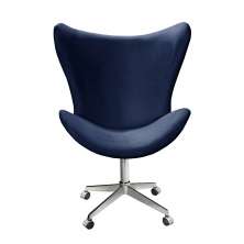 Poltrona Decorativa Alice Egg Lisa Pé Giratório Com Rodizio - Suede Azul Marinho