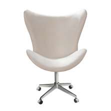 Poltrona Decorativa Alice Egg Lisa Pé Giratório Com Rodizio - Suede Bege Claro