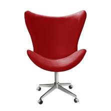 Poltrona Decorativa Alice Egg Lisa Pé Giratório Com Rodizio - Suede Vermelho