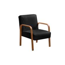 Poltrona Decorativa Anita Braço Madeira - Veludo Preto