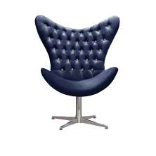 Poltrona Decorativa Egg Capitonê Com Strass Pé Giratório Alumínio - Suede Azul Marinho