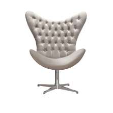 Poltrona Decorativa Egg Capitonê Com Strass Pé Giratório Alumínio - Suede Bege Claro
