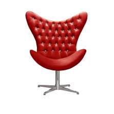 Poltrona Decorativa Egg Capitonê Com Strass Pé Giratório Alumínio - Suede Vermelho