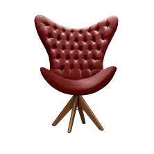 Poltrona Decorativa Egg Com Capitonê Pé Giratório Madeira - Suede Bordô