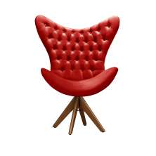 Poltrona Decorativa Egg Com Capitonê Pé Giratório Madeira - Suede Vermelho
