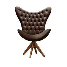 Poltrona Decorativa Egg Com Capitonê Pé Giratório Madeira - Veludo Marrom