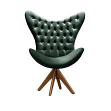 Poltrona Decorativa Egg Com Capitonê Pé Giratório Madeira - Veludo Verde