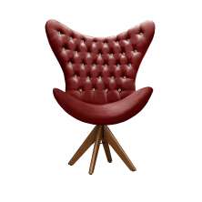 Poltrona Decorativa Egg Com Capitonê Strass Pé Giratório De Madeira - Suede Bordô