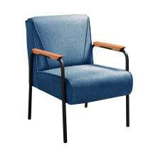 Poltrona Decorativa Jade Braço Fixo Preto - Linho Azul