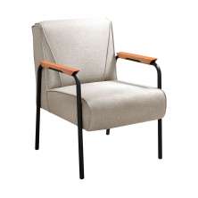 Poltrona Decorativa Jade Braço Fixo Preto - Linho Bege