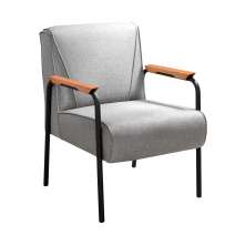 Poltrona Decorativa Jade Braço Fixo Preto - Linho Cinza