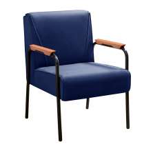 Poltrona Decorativa Jade Braço Fixo Preto - Suede Azul
