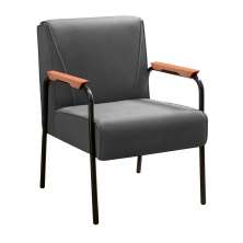 Poltrona Decorativa Jade Braço Fixo Preto - Suede Cinza