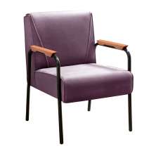 Poltrona Decorativa Jade Braço Fixo Preto - Veludo Roxo