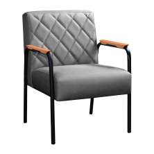 Poltrona Decorativa Ludmilla Braço Fixo Preto - Linho Cinza