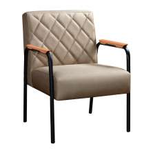 Poltrona Decorativa Ludmilla Braço Fixo Preto - Linho Marrom