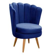 Poltrona Decorativa Pétala Pés Palito - Suede Azul