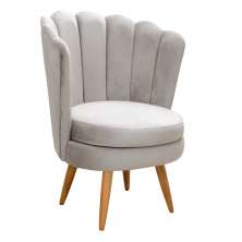 Poltrona Decorativa Pétala Pés Palito - Suede Bege
