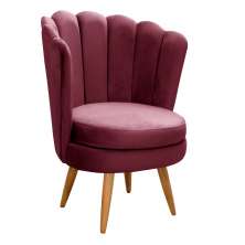 Poltrona Decorativa Pétala Pés Palito - Suede Bordô