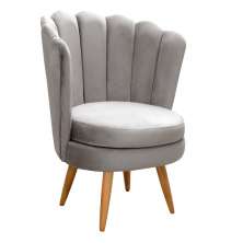 Poltrona Decorativa Pétala Pés Palito - Veludo Capuccino