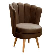 Poltrona Decorativa Pétala Pés Palito - Veludo Marrom
