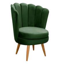 Poltrona Decorativa Pétala Pés Palito - Veludo Verde