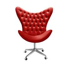 Poltrona Egg Alice Com Capitonê Pé Giratório Com Rodinhas - Suede Vermelho