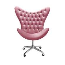 Poltrona Egg Com Strass Pé Giratório Alumínio Com Rodízios - Suede Rosa