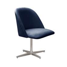 Poltrona Gaia Base Giratória De Alumínio - Suede Azul