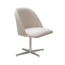 Poltrona Gaia Base Giratória De Alumínio - Suede Bege
