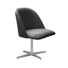 Poltrona Gaia Base Giratória De Alumínio - Suede Cinza