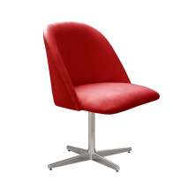 Poltrona Gaia Base Giratória De Alumínio - Suede Vermelho