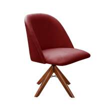 Poltrona Gaia Base Giratória De Madeira - Suede Bordô