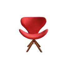 Poltrona Giratória Ísis Base Madeira - Suede Vermelho
