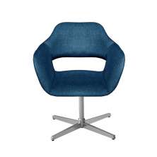Poltrona Giratória Zara Base Cromada - Linho Azul