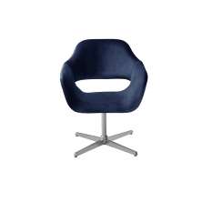 Poltrona Giratória Zara Base Cromada - Suede Azul