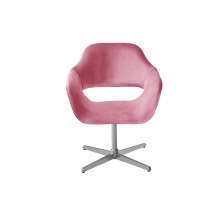 Poltrona Giratória Zara Base Cromada - Suede Rosa