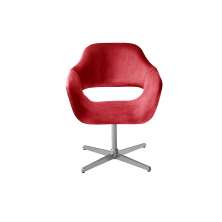 Poltrona Giratória Zara Base Cromada - Suede Vermelho