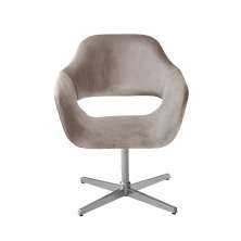 Poltrona Giratória Zara Base Cromada - Veludo Capuccino