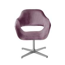 Poltrona Giratória Zara Base Cromada - Veludo Roxo